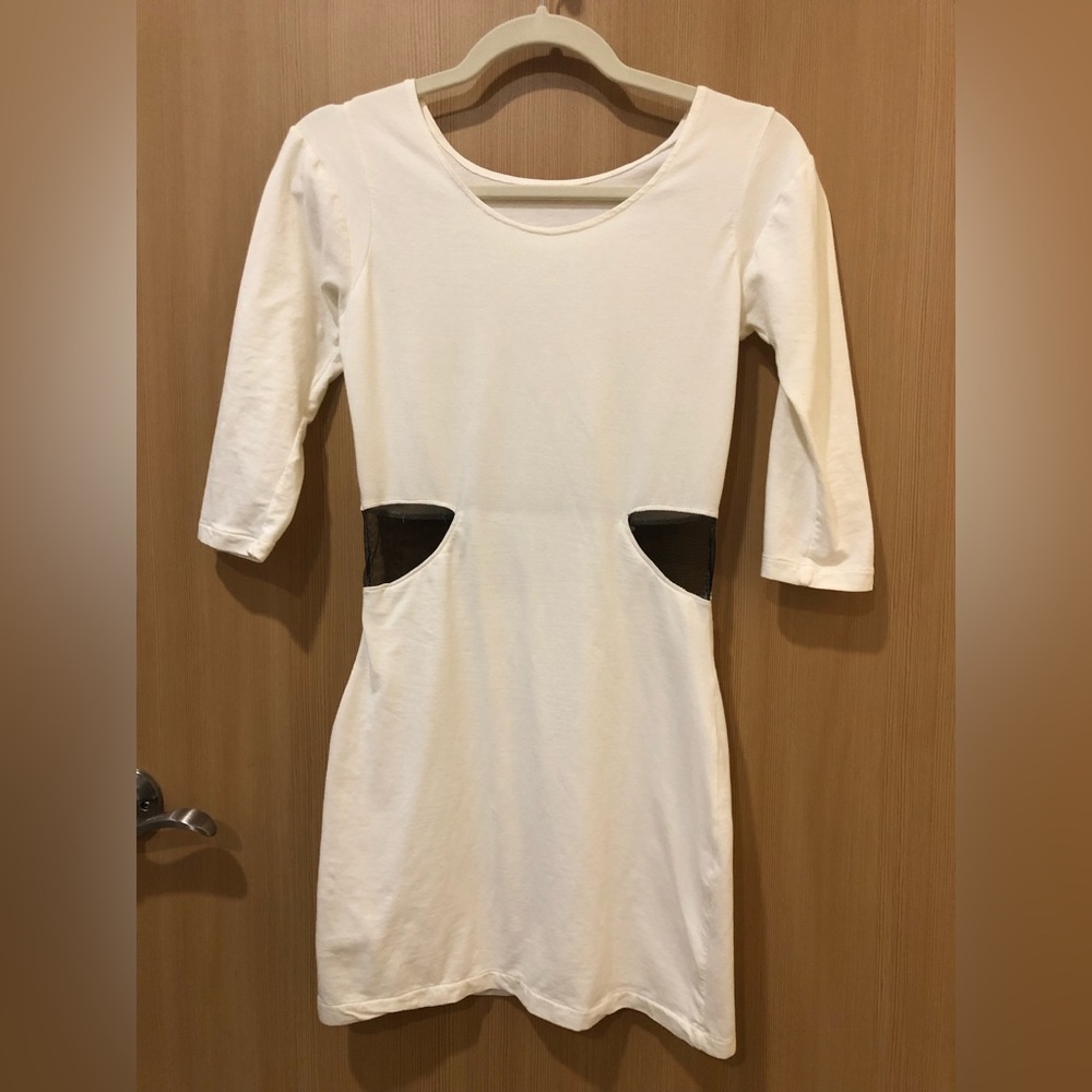 Unique white & black mesh bodycon dress!